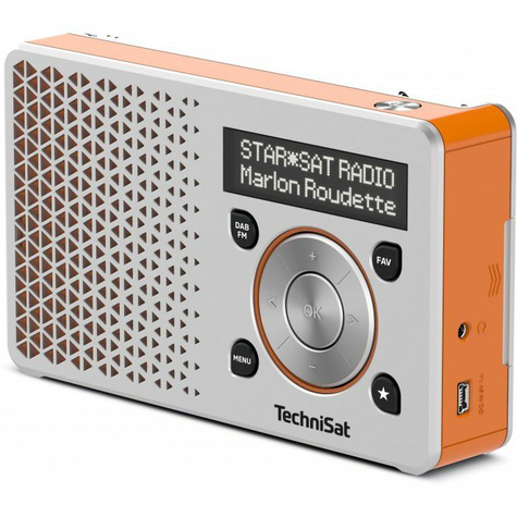Technisat Digitradio 1, Silver/Orange Fm/Dab+ With Battery+Power Supply Unit