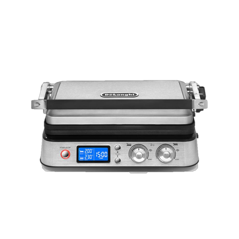 De Longhi Multigrill Cgh1020d - Black - Metallic - Rectangular - Grate - 370 X 230 Mm - Removable Lid - Hinge - Closing Lid - 2000 W