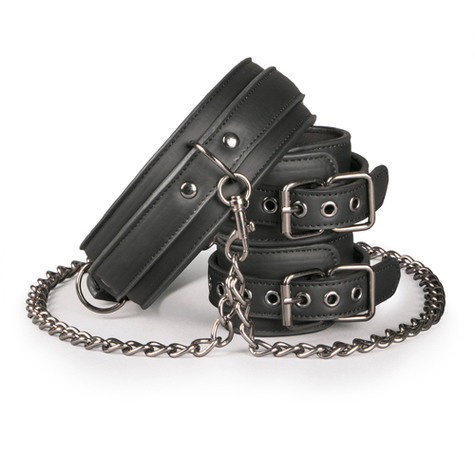 Bondage : Leather Collar With Handcuffs