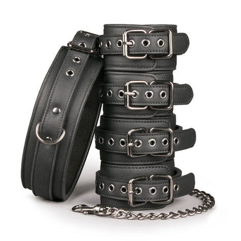 Bondage : Fetish Set With Collar, Ankle And Wrist Cuffs