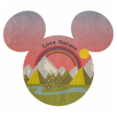 Self-Adhesive Non-Woven Wallpaper / Wall Tattoo - Mickey Head Summer Hike - Size 125 X 125 Cm